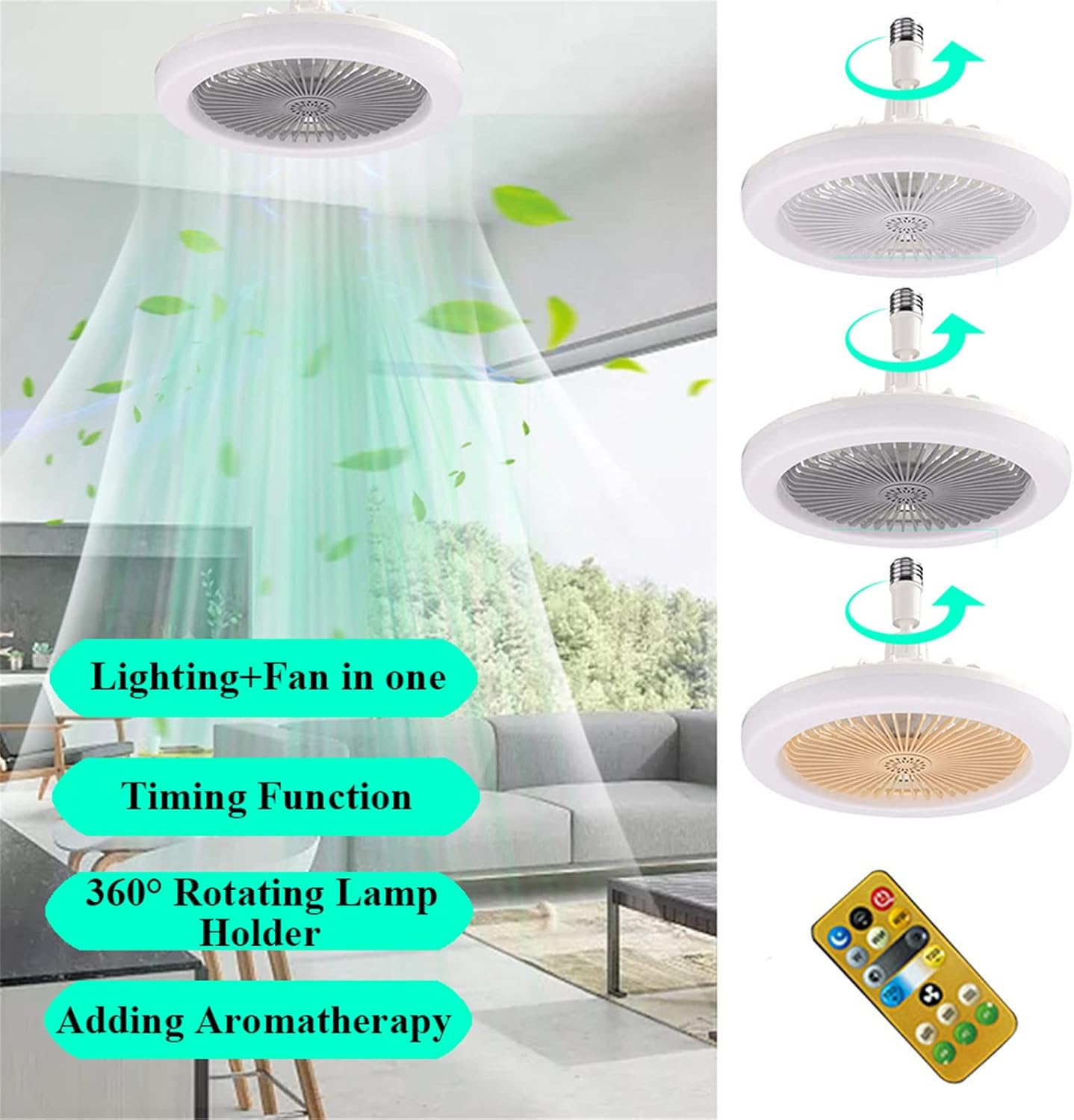 ABANICO CON LED Y AROMATIZANTE MULTIFUNCIONAL
